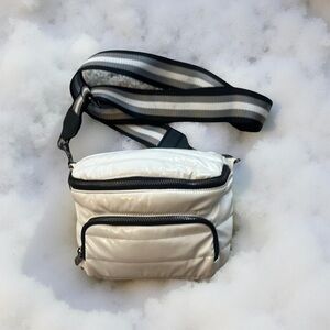 THINK ROYLN GIGI glossy white puffer crossbody